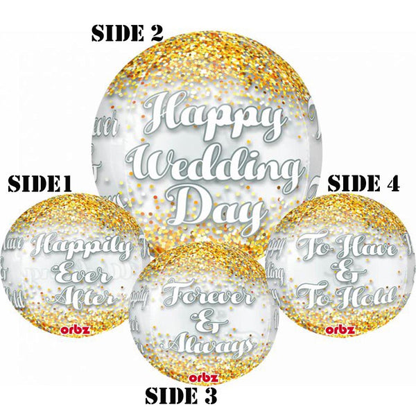 Wedding With Printing Confetti Orbz Balloon 16"