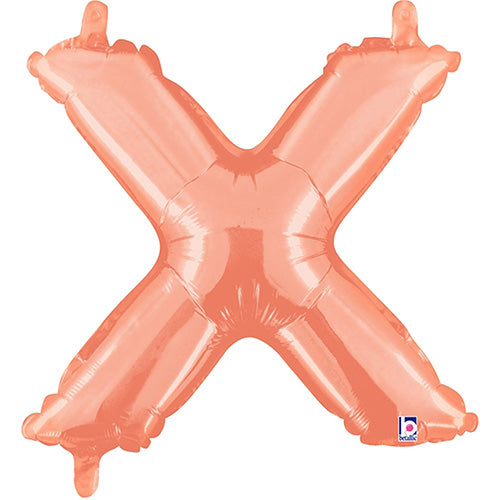 Air Filled Rose Gold Letter X Balloon 14"