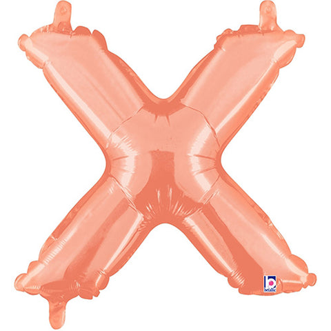 Air Filled Rose Gold Letter X Balloon 14"