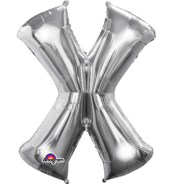 Giant Silver Letter X Foil Balloon 35"
