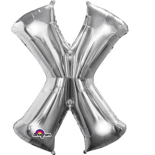 Giant Silver Letter X Foil Balloon 35"