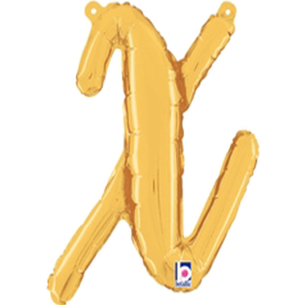 Gold Script Letter X Foil Balloon 14"